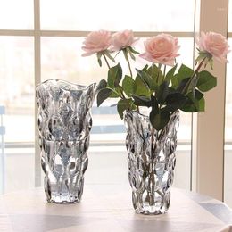 Vases Nordic Light Luxury Crystal Glass Vase Transparent Living Room Flower Arrangement Decoration Ornaments Home Decor
