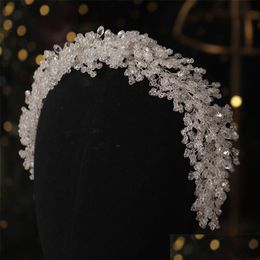 Hair Jewelry Luxury Sier Color Band Handmade Shinny S Tiaras Crown Headpieces Bridal Piece Headband 220831 Drop Delivery Hairjewelry Dhrbp