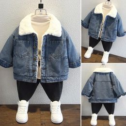 Down Coat Winter children's Jean jacket Baby boys' plush padded 28Y 230928