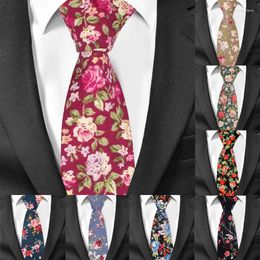 Handkerchiefs Men Tie Floral Print Cotton Neckties For Formal Skinny Flower Ties Wedding Party Groom Slim Neck