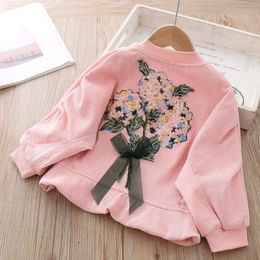 Jackets Baby jacket Autumn Winter Corduroy Zipper Cardigan Korean Tops children's Coat For Girls outerwear Girl Clothes Sweatshirt 5yrs 230928