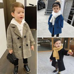 Jackor Girls Long Jacket Coat Solid Color Girl Coat Spring Autumn Jacket Girl Casual Style Kids kläder 230927