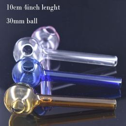 4inch 30mm Ball Colorful Pyrex Glass Oil Burner Pipe Glass Tube Smoking Pipes Tobcco Herb Glass Oil Nails Water Hand Pipes Smoking Accessories