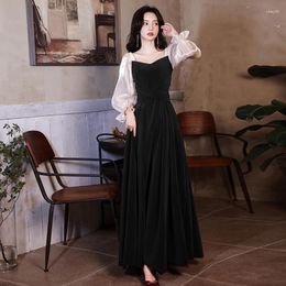 Casual Dresses Spring Sexy Square Collar Lantern Sleeve Back Zipper Bow A-Line Evening Dress Bride Bridesmaid Wedding Tulle Prom Gowns