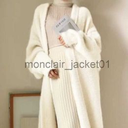Women's Sweaters white Long Cardigan for women 2023 winter clothes Knitted fluffy long sleeve Cashmere sweater coat clotkorean style warm vintage J230928