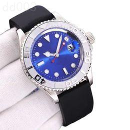 Mens yachtmaster watches automatic movement watch 41mm rubber strap plated silver reloj waterproof luminous sapphire designer watches high quality sb037