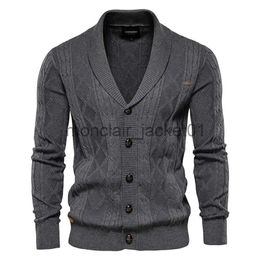 Men's Sweaters AIOPESON Cotton Argyle Cardigan Men Casual Single Breasted Solid Colour Business Mens Cardigans New Winter Fashion Sweater Man J0927
