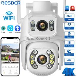 CCTV Lens BESDER 8MP WiFi Camera PTZ Dual Screens Auto Tracking Night Vision CCTV Surveillance Camera Outdoor 4MP Security IP Camera icsee YQ230928