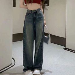 Rimocy Vintage Wide Leg Cargo Jeans Women 2023 Autumn High Waist Bagge Pants Woman Y2K Streetwear Loose Denim Trousers Female