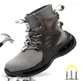 Ботинки Dian Sen, мужские сетчатые полуботы со стальным носком, рабочая защитная обувь для мужчин, нескользящие легкие дышащие кроссовки, мужские уличные ботинки