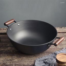 Pans Handmade Cast Iron Pot Stew Household Nonstick Pan Frying Uncoated Thicken Wok Gas Stove Induction Cooker Universal