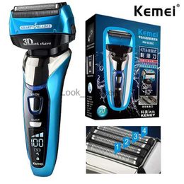 Electric Shaver Kemei 8150 Wet Dry 3 Speed Rechargeable Electric Shaver For Men Beard Electric Razor Facial Shaving Machine 4-Blade System YQ230928