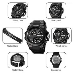 Wristwatches Skmei Men Military Sport Wristwatch Big Dial Led Waterproof Dual Time For Man Multifunction Quartz Analog Watch Reloj Masculino