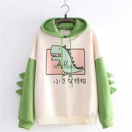 Women's Dinosaur Oversized Cartoon Hoodie Women Fashion Sweatshirt Casual Korean Thicken Winter dino hoodie Tops YQ230928