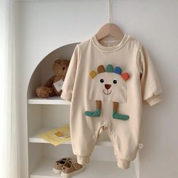 Rompers Baby Girl Boy Cute Cartoon Romper Long Sleeve Rompers Loose Soft Cosy Infant Kids Bodysuit Korean Fashion Active Baby's Clothes 230927