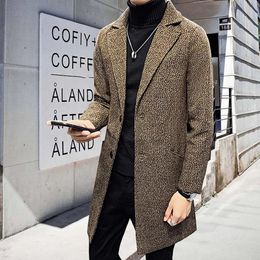 Men's Wool Blends Men Winter Trench Coats Long Jackets Slim Fit Casual Business Thicker Warm Size 4XL 230928