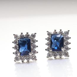 Stud Earrings Cellacity Women Sapphire Colour Gemstone Stub Earring For Charm Lady Silver 925 Jewerly Female Dating Party Fine Gift