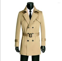 Men's Trench Coats Designer Fashion Mens Double-breasted Autumn Man Long Coat Men Clothes Slim Fit Overcoat Sleeve Spring