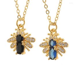 Pendant Necklaces Exquisite 18K Gold Plated Bee Necklace Luxurious Clear Zircon Choker For Women Wedding Party Jewellery Gifts