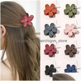 Hair Accessories Autumn Small Flower Shaped Clips For Women Plastic Hairpins Kids Frosted Crab Claw Clip Barrette Drop Delivery Produ Dhdp2
