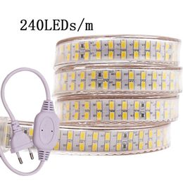 Led Strip Light 240leds Double Row 220V 110V SMD 5730 Flexible Tape 5730 Crystal Clear PVC Tubing for Durable Use and Brighte Powe295G