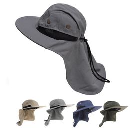 Mens Womens Wide Brim Outdoor Sunshade Neck Protection Fishing Flap Bucket Hat Climb Mountain Jungle Hiking T202234n