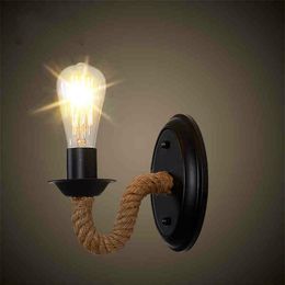 Loft Vintage Hemp Rope Wall Lamps Retro Industrial LED Wall Light Study Corridor Cafe Sconces Indoor Lighting Luminaria2806