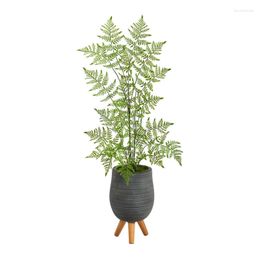 Decorative Flowers Ruffle Fern Artificial Tree In Grey Planter With Stand