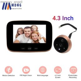 Doorbells 4.3 Inch Smart Digital Door Viewer Peephole Camera PIR Motion Detection Video Door Magic Eye Ring Doorbell Home Protection YQ230928