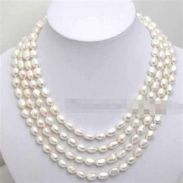 Super Long 80 7-8mm White Baroque natural Freshwater Pearl Necklace-ne1641290r