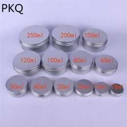 50pcs 10ml 15ml 25ml 30ml 50ml 80ml 100ml 120ml 150ml 200ml 250ml Empty Aluminium Jars Cosmetic Bottle Cream Sample Containers202j