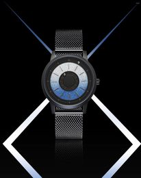 Wristwatches EUTOUR E040 Novelty Magnetic Watch Man And Women Steel Strap Ball Show Pointers Quartz Watches Men Blue Fashion Couple