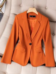 Women's Suits Orange Pink Black Formal Blazer Ladies Female Long Sleeve Solid Slim Business Work Wear Jacket