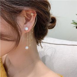Stud Earrings YIWUSMART Korean Pearl Asymmetrical Star Tassel Super Fairy Personality Earcuff For Women Jewellery 2023 Trendy