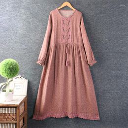 Casual Dresses Autumn Sweet Embroidered Dress Women Long Sleeve Midi XYF0821-5579