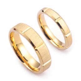 2021 New Fashion Gold Colour Stainless Steel Groove Couple Ring Stylish Matte Lover Ring for Women and Men Wedding Band Jewelry178P