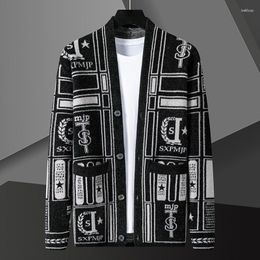 Men's Sweaters Designer Autumn Knit Cardigan Jacket Men Personality Letter Printing Sweter De Hombre Korean Coat