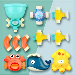 Baby Bath Toys Baby Bath Toy DIY Building Water Pipe Sprinkler Bathroom Game Toddler Boy Electric Elephant Spray Bathtub Toys Play for Kids 230928