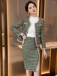 Two Piece Dress High Quality Fabric Formal Women Business Suits With Skirt And Jackets Coat Autumn Winter Blazers Femininos Professional