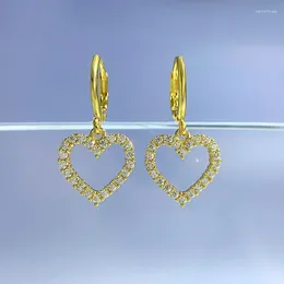 Stud Earrings Spring Qiaoer 2023 925 Silver Hollow Heart Feminine Style Online Versatile Wholesale