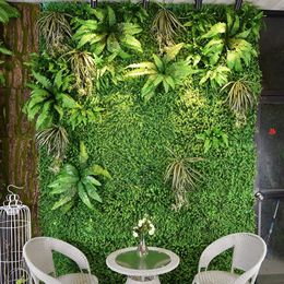 2MX1M Yapay Bitki Duvar Çiçek Duvar Panelleri Yeşil Plastik Çim Yahudi Tropikal Yapraklar DIY Düğün Ev Dekorasyon Aksesuarları T200703304J
