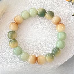 Lemon sunflower white jade bracelet natural soft finger tray play hand string Buddhist beads for men and women birthday gifts