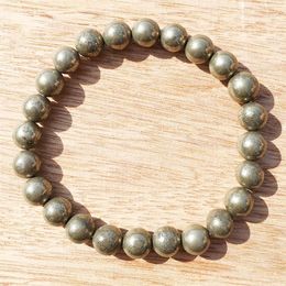 MG0387 8 mm Pyrite Stacking Bracelet Trendy Energy Bracelet for Women Throat Chakra Crystals Gemstone Bracelet Whole310u