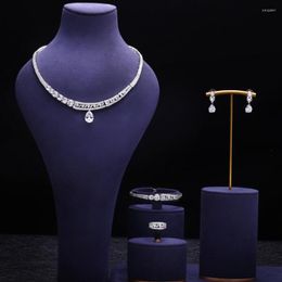 Necklace Earrings Set Sparking Bridal Jewelry Fashion Cubic Zirconia 4pcs Wedding Ring Bracelet