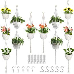 Vases Plant Hangers 6PCS Hanging Rope Planter Indoor and Outdoor Holder Potting Basket for Home Decoration Gi 230928