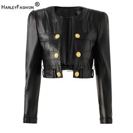 Women's Jackets New Fall Spring MotorBike Style Handsome Women Short Plaid Open PU Leather Outdoor Fashion Jacket High Quality J230928