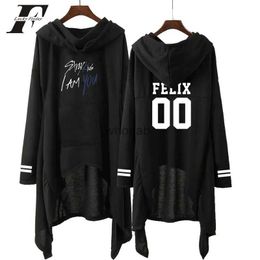 Women's Hoodies Sweatshirts 2022 Kpop Stray Kids spring black women hooded sweatshirt Idol stray kids kpop album i am who Harajuku sweatshirts clothes YQ230928