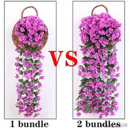 Christmas Decorations Fashion Violet Artificial Flowers Wall Hanging Basket Flower Orchid Silk Flower Vine Home Wedding Party Street Light Decoration R230928