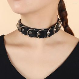 Choker Punk Gothic Leather Necklace Clavicle Chain Charming Women Neck Sleeve Dopamine Girl Unique Design Adjustable Size VG6W