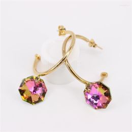 Hoop Earrings 2023 Classic Jewellery Pin Crystal Pendant Stainless Steel Material Multicolor Selection 30mm 35mm QZ22a